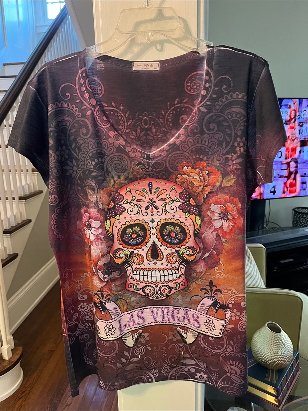 Sugar Skull Las Vegas Graphic Tee - Multicolor